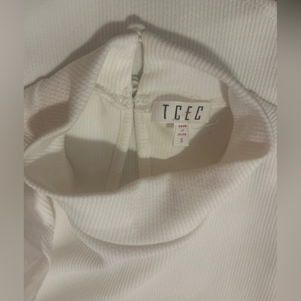 TCEC White Bodysuit with Sheer Polka Dot Sleeves - Picture 6 of 6
